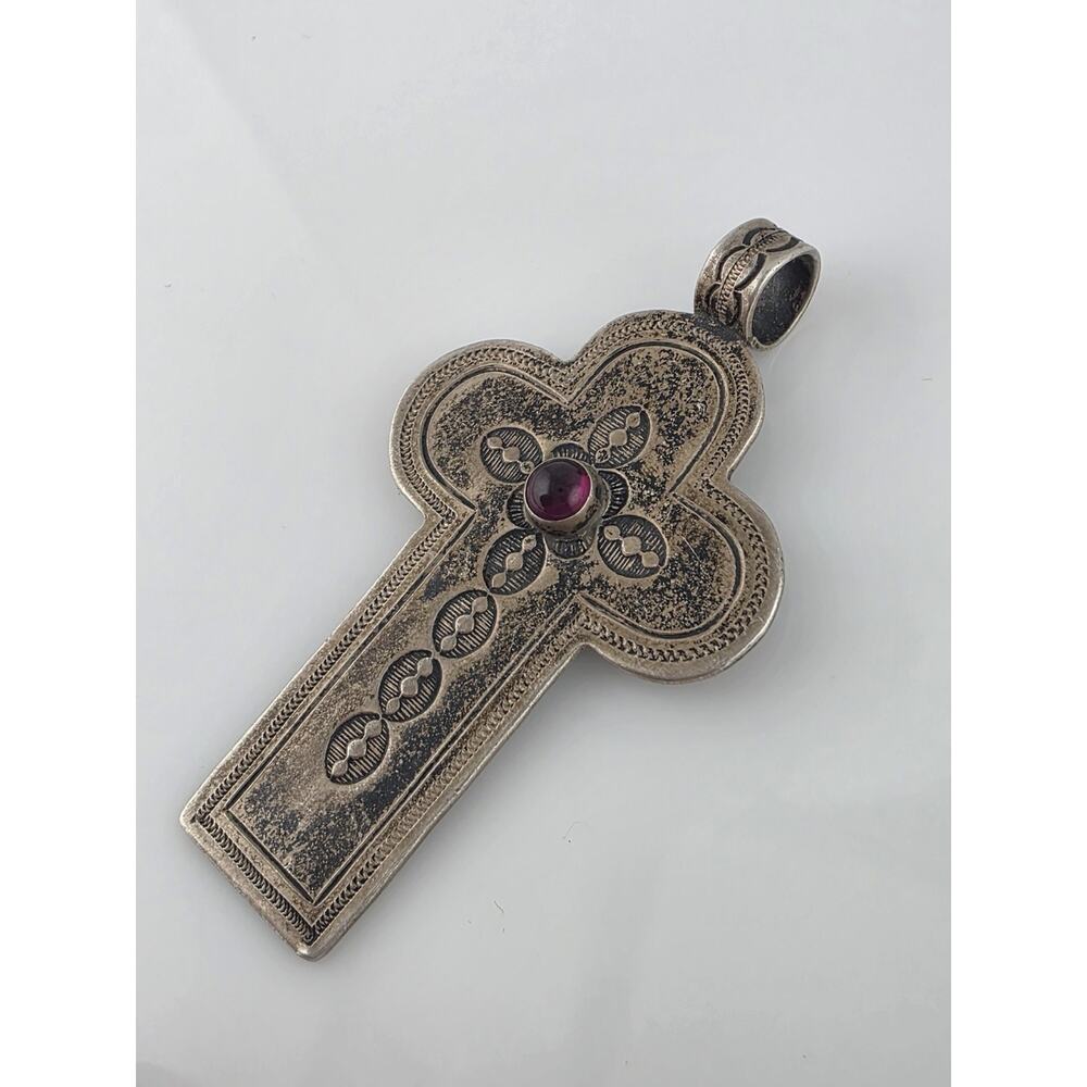 Don Lucas Native American Sterling Silver 925 Gem Stone Cross Pendent - Picture 5 of 14